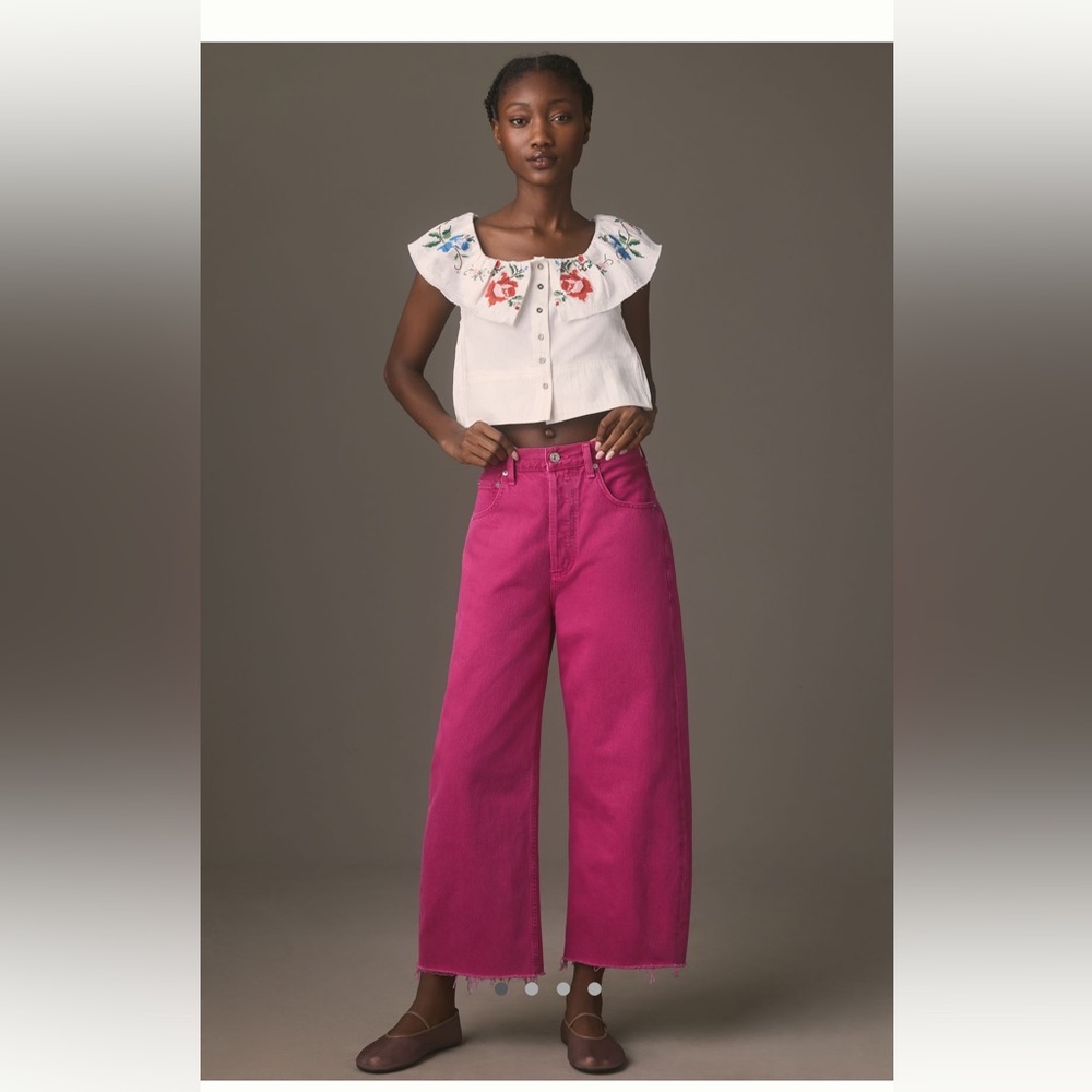 Citizens of Humanity Ayla Crop High-Rise Wide Leg Jeans sz 31